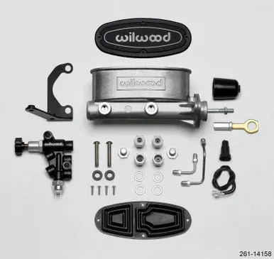 Wilwood HV Tandem M/C Kit w L/H Bracket & Prop Valve – 15/16in Bore-W/Pushrod – Early Mustang – 261-14158